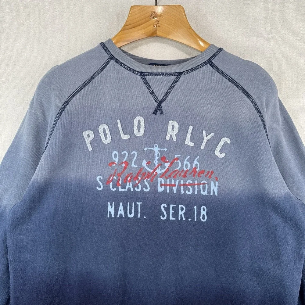 Polo Ralph Lauren RLYC Boys XL 18-20 Navy Ombré Sweatshirt Sailing‎ Yacht Club